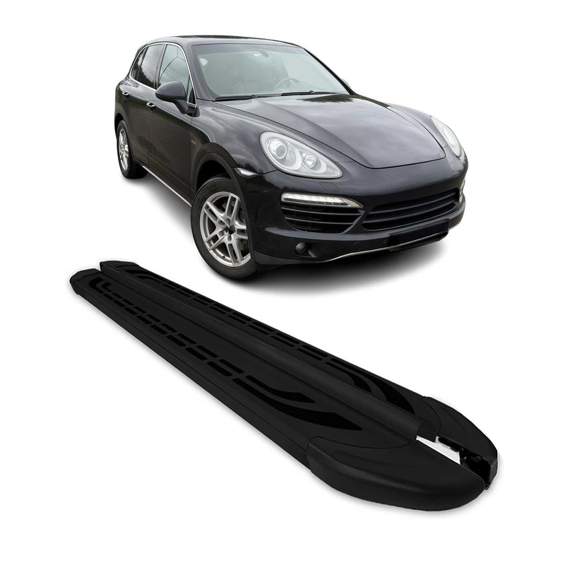 Marchepieds Latéraux pédale pour Porsche Cayenne 2010-2017 Aluminium Noir 2Pcs