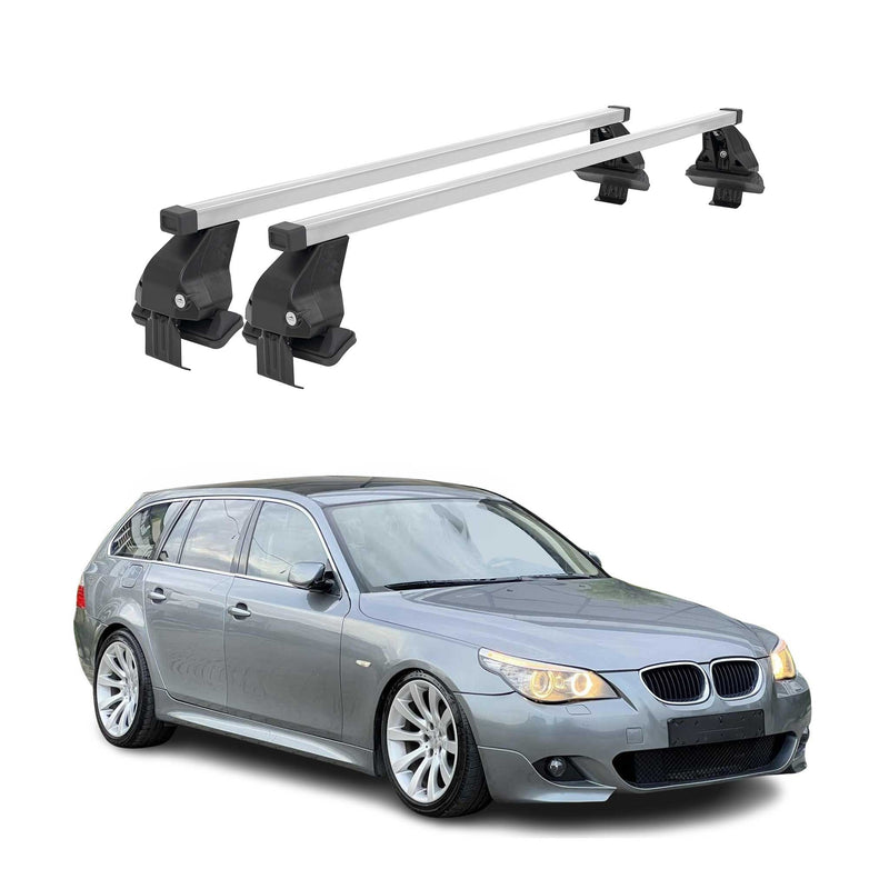 Barres de toit transversales Menabo pour BMW Série 5 E61 M5 E61 04-10 Acier Gris