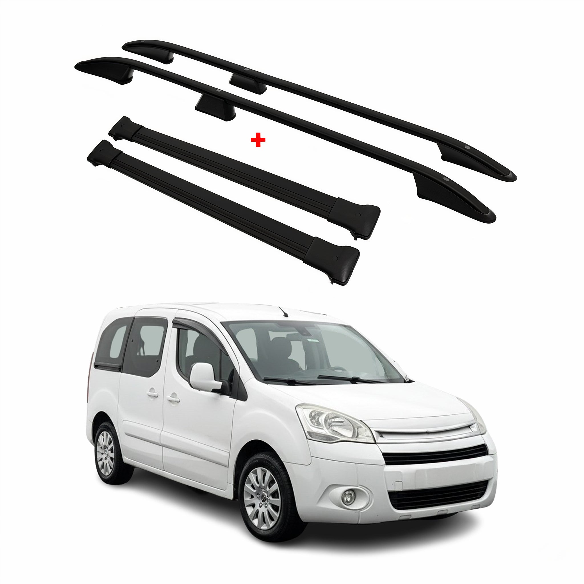Kit Barres de toit pour Citroen Berlingo 2008-2018 Alu Noir L1 Empattement Court