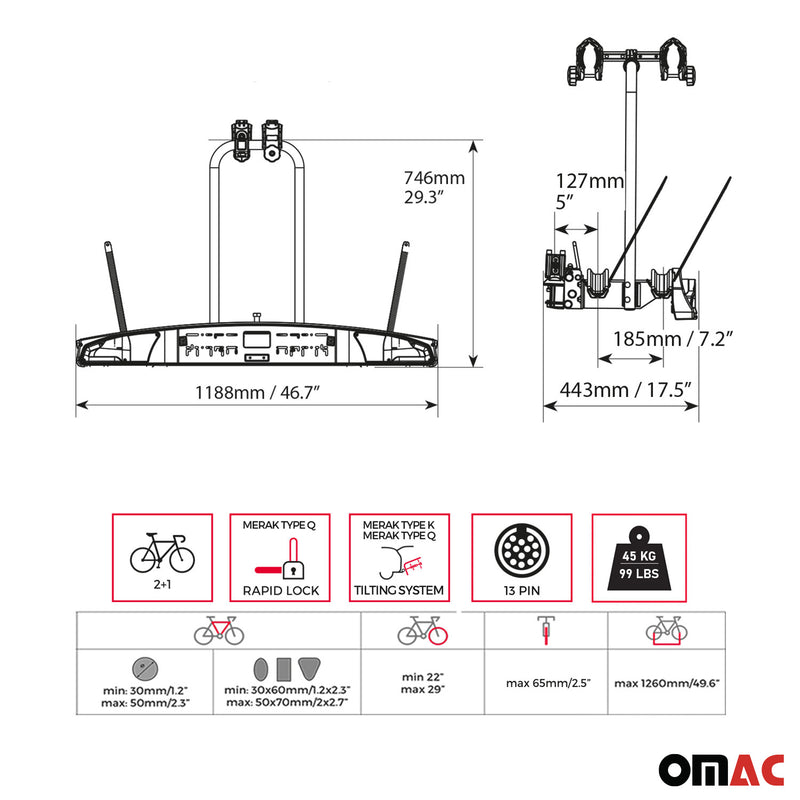 Menabo Merak Q Porte-Velos sur Attelage - pour 2 Velos