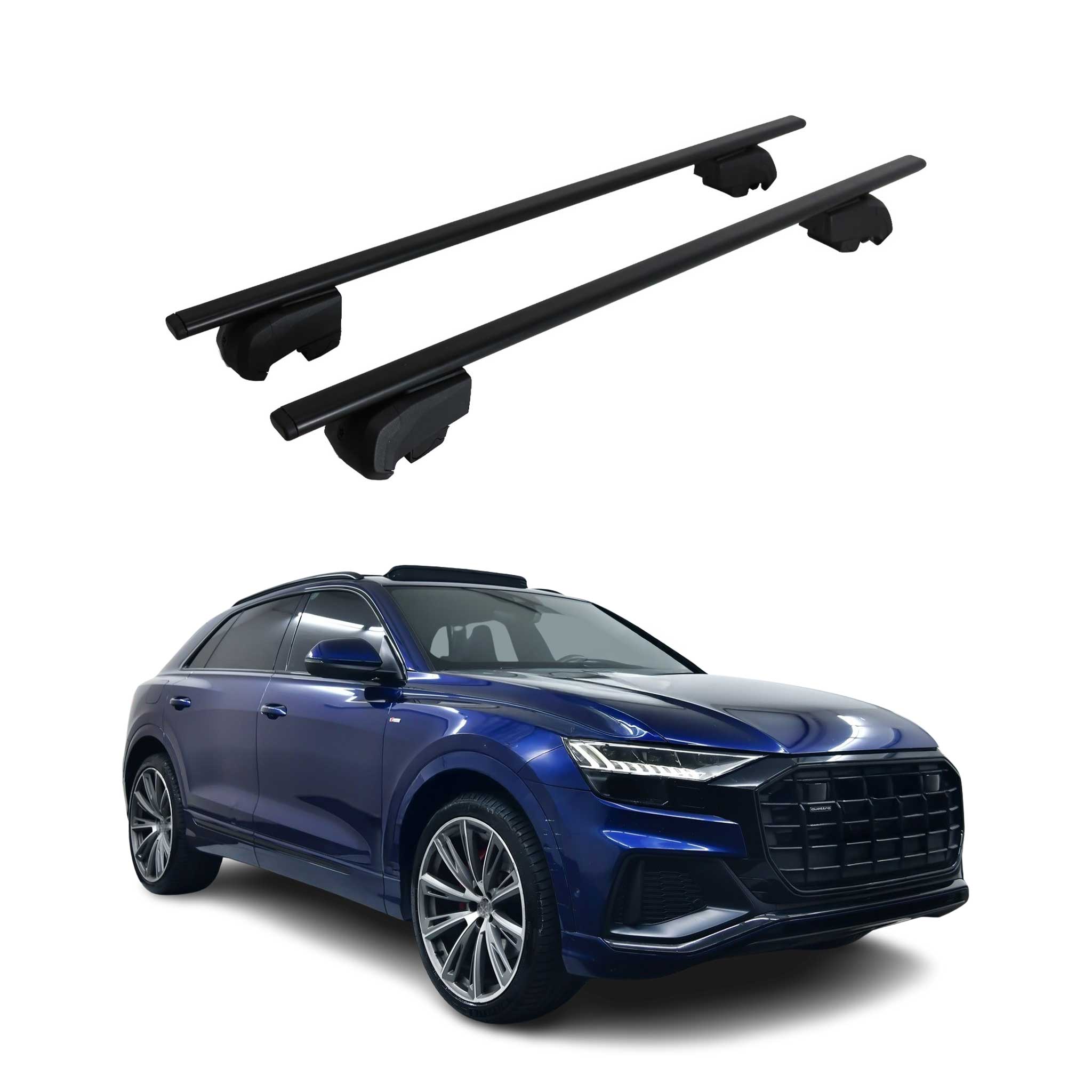 Barres de toit Transversales pour Audi Q8 2018-2026 Fer Noir ABE