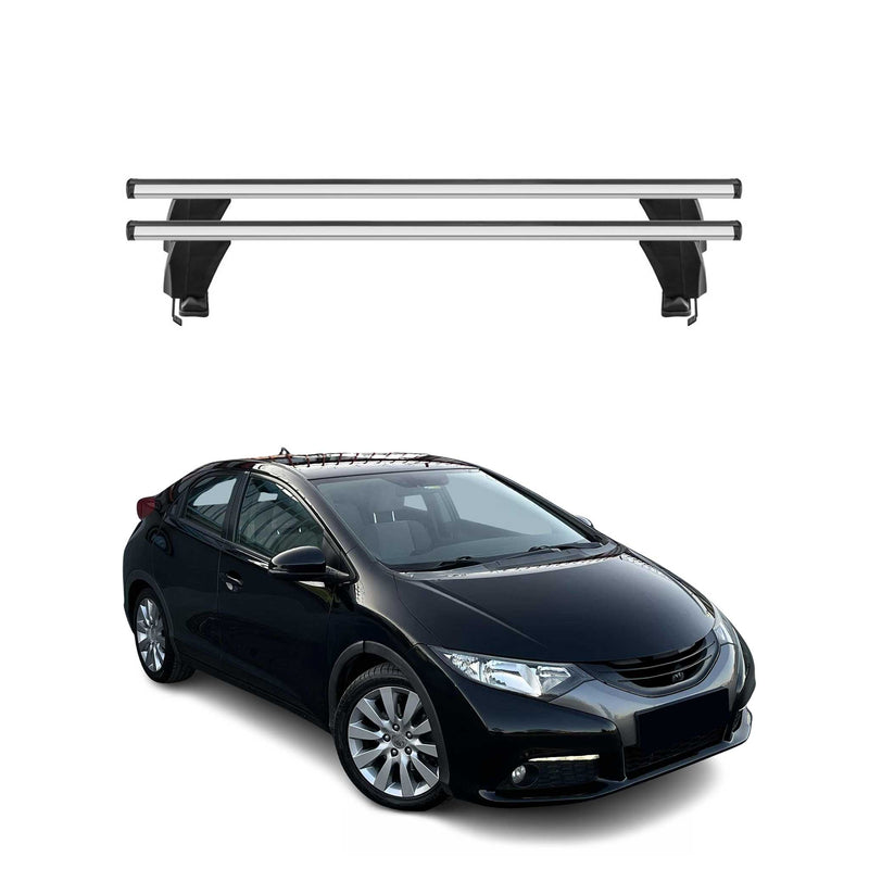 Menabo Barres de toit Transversales pour Honda Civic IX HB 2011-2015 Alu Gris