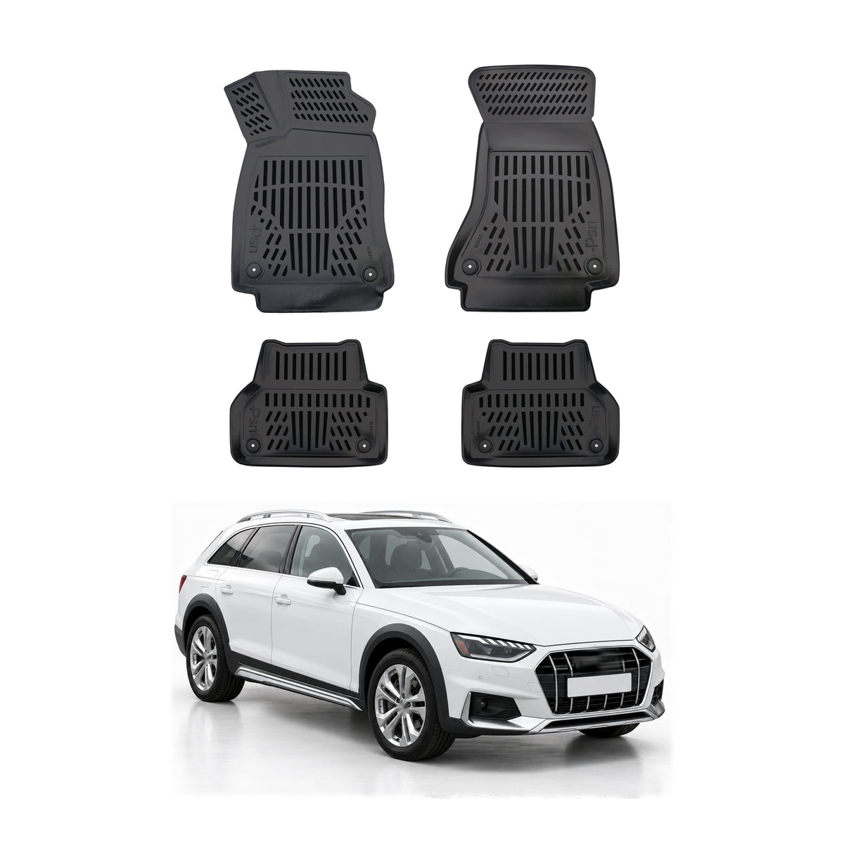 Tapis de sol pour Audi A5 2016-2024 Sportback / A4 2016-2025 Noir 3D en TPE 4Pcs