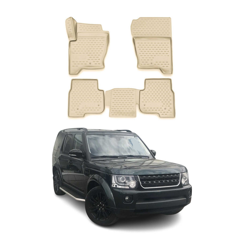 Tapis de sol pour Land Rover Discovery 2014-2017 en caoutchouc TPE 3D Beige 4Pcs
