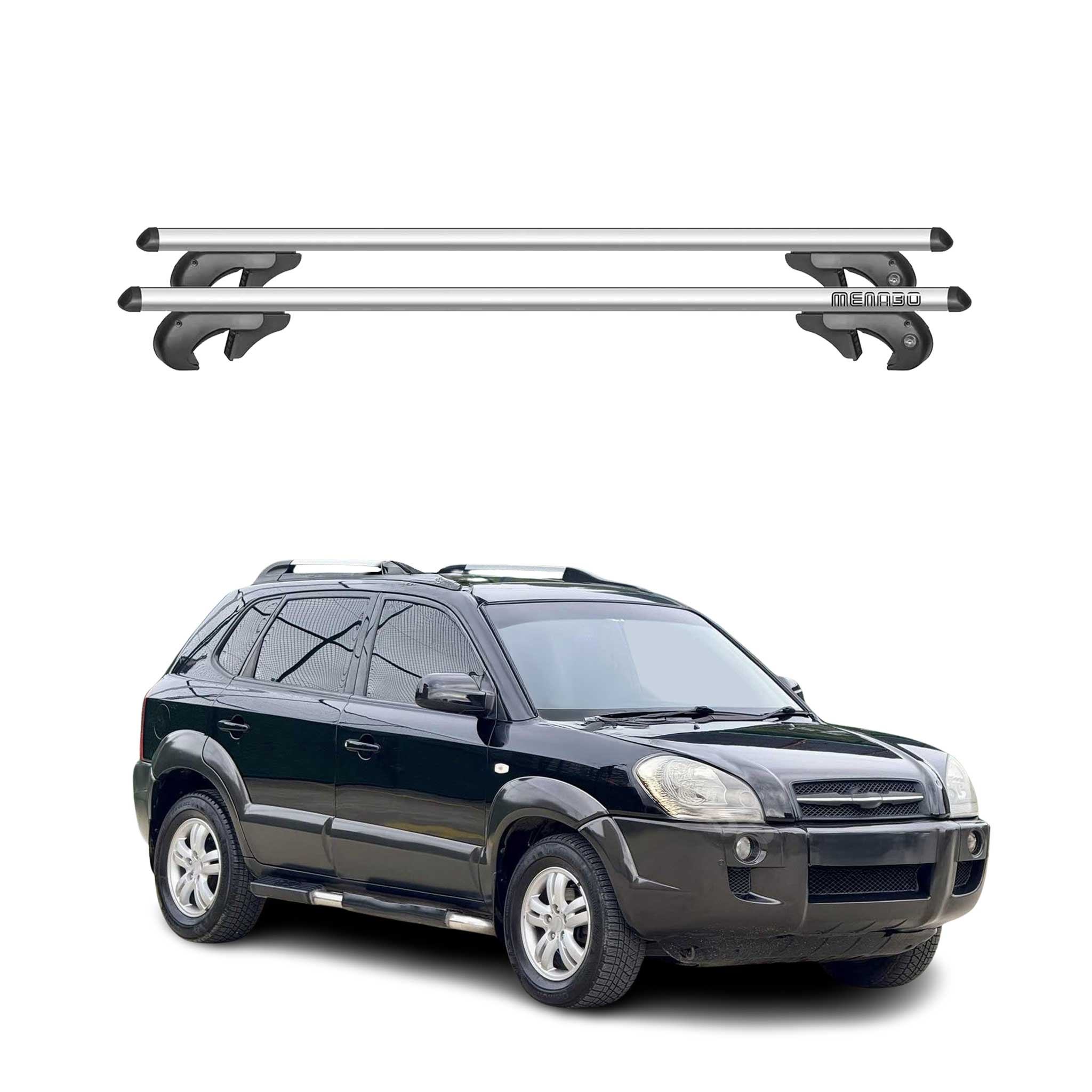 Barres de toit transversales pour Hyundai Tucson 2004-2010 90kg Alu Gris 2tlg