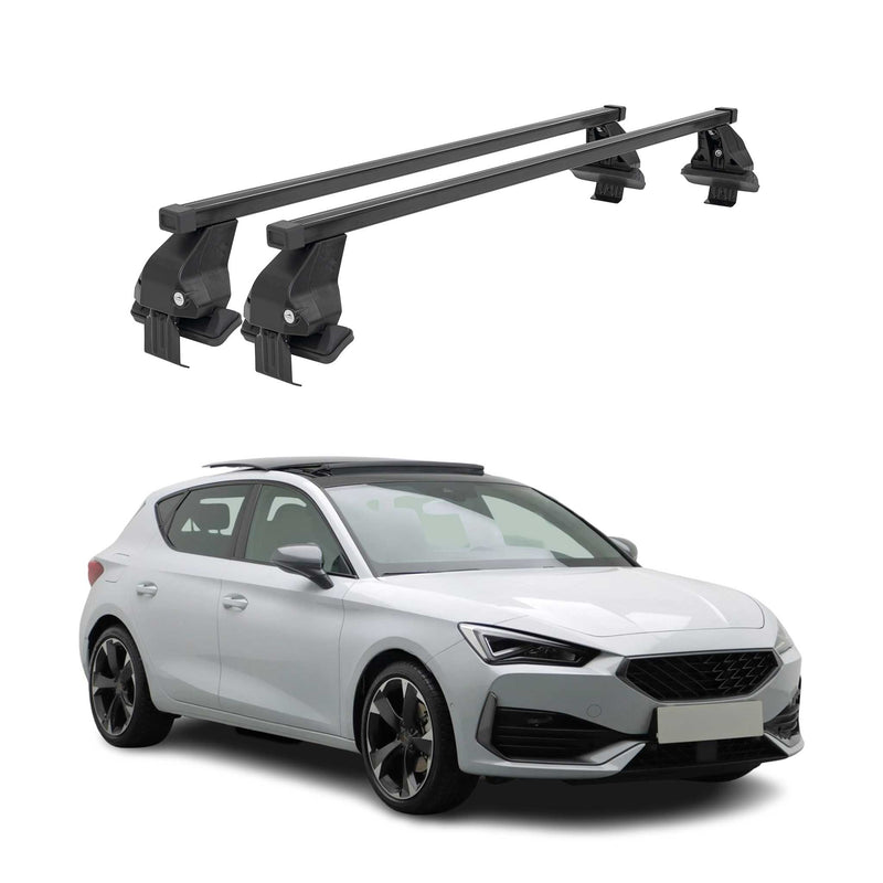 Menabo Barres de toit Transversales pour Cupra Leon IV 2020-23 Pre-FL Noir 2x
