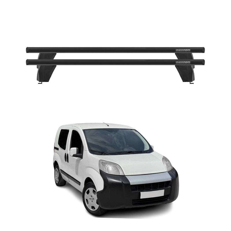 Menabo Barres de toit Transversales pour Fiat Qubo 2007-2016 Alu Noir ABE 2x