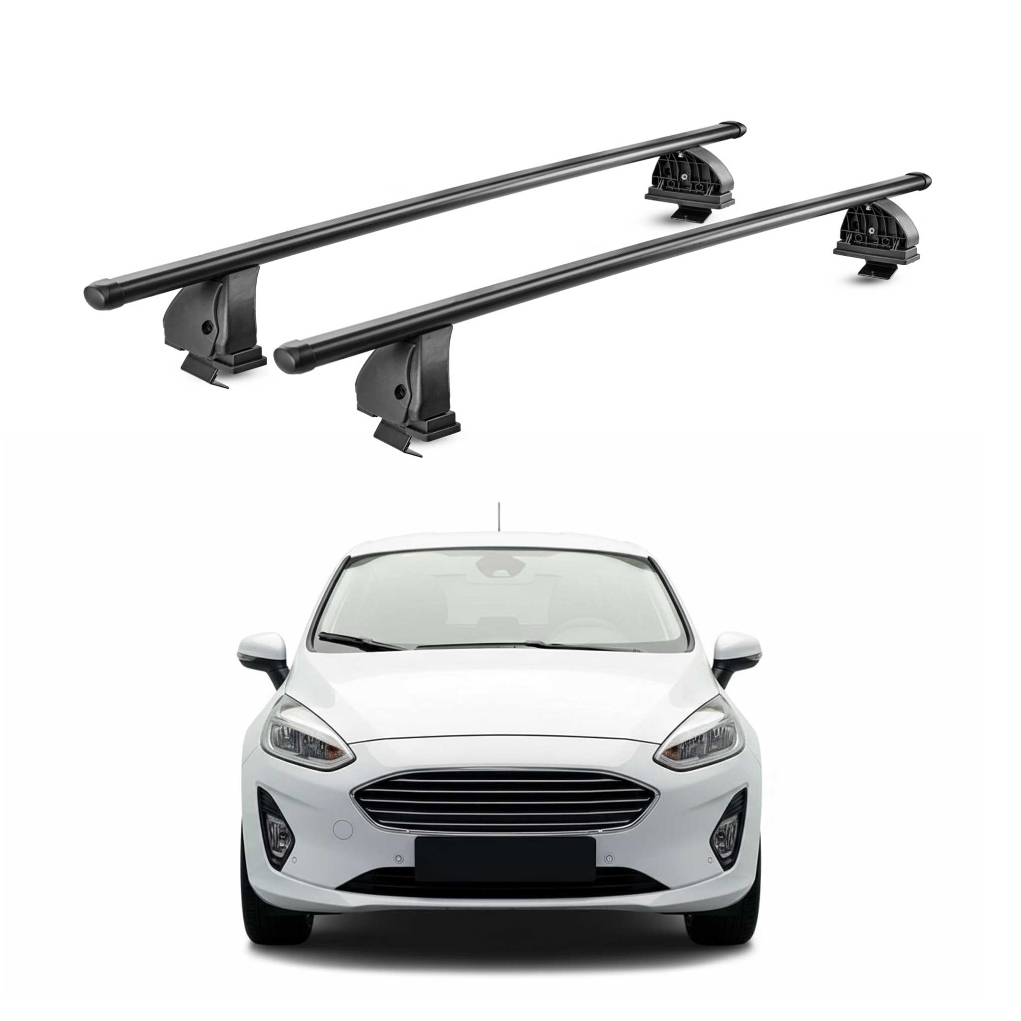 Barres de toit transversales acier pour Ford Fiesta VII HB 2018-23 5 Portes Noir