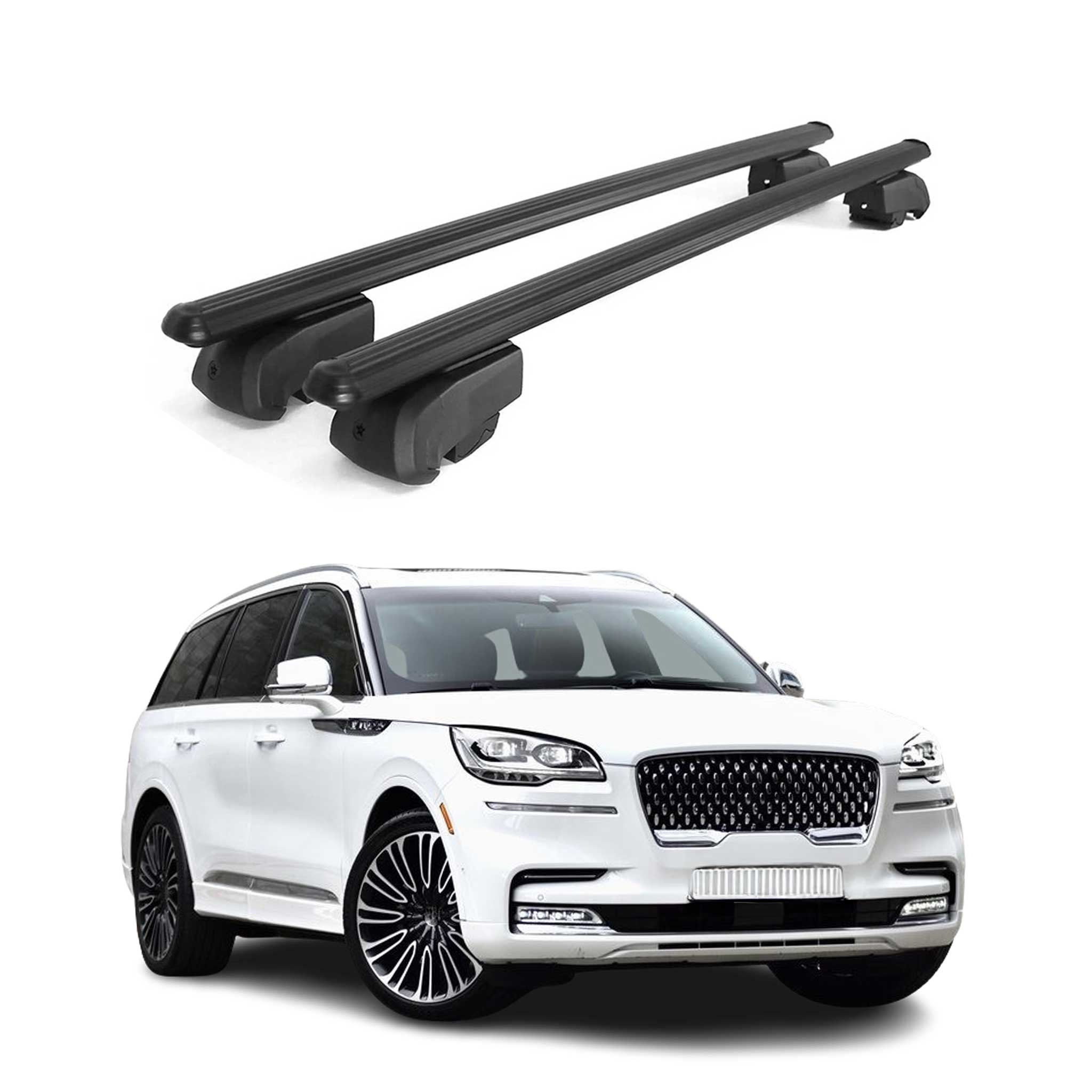 Barres de toit Transversales pour Lincoln Aviator 2019-2023 Aluminium Noir
