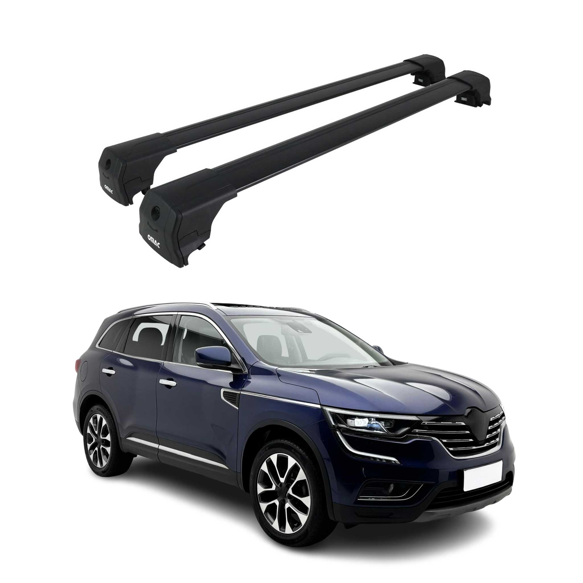 Barres De Toit Transversales pour Renault Koleos II 2016-2024 Aluminium Noir 2x
