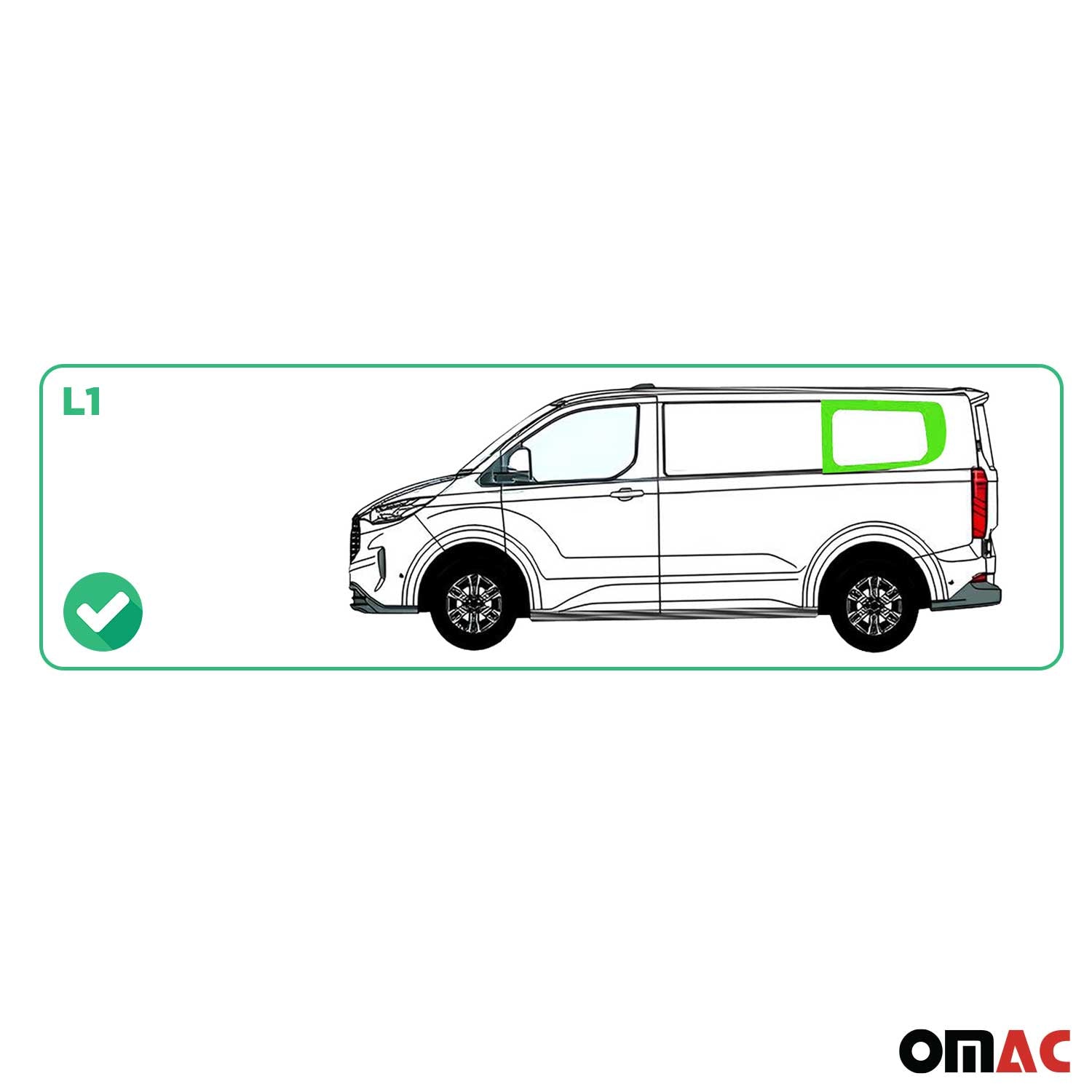 Vitre de Porte pour Ford Transit Custom 2023-2026 L1 Arrière Gauche Verre fixe