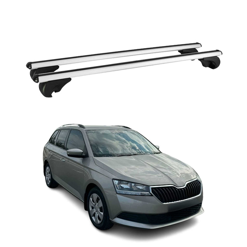 Barres de toit Transversales pour Skoda Fabia Break 2014-2024 Aluminium Argent