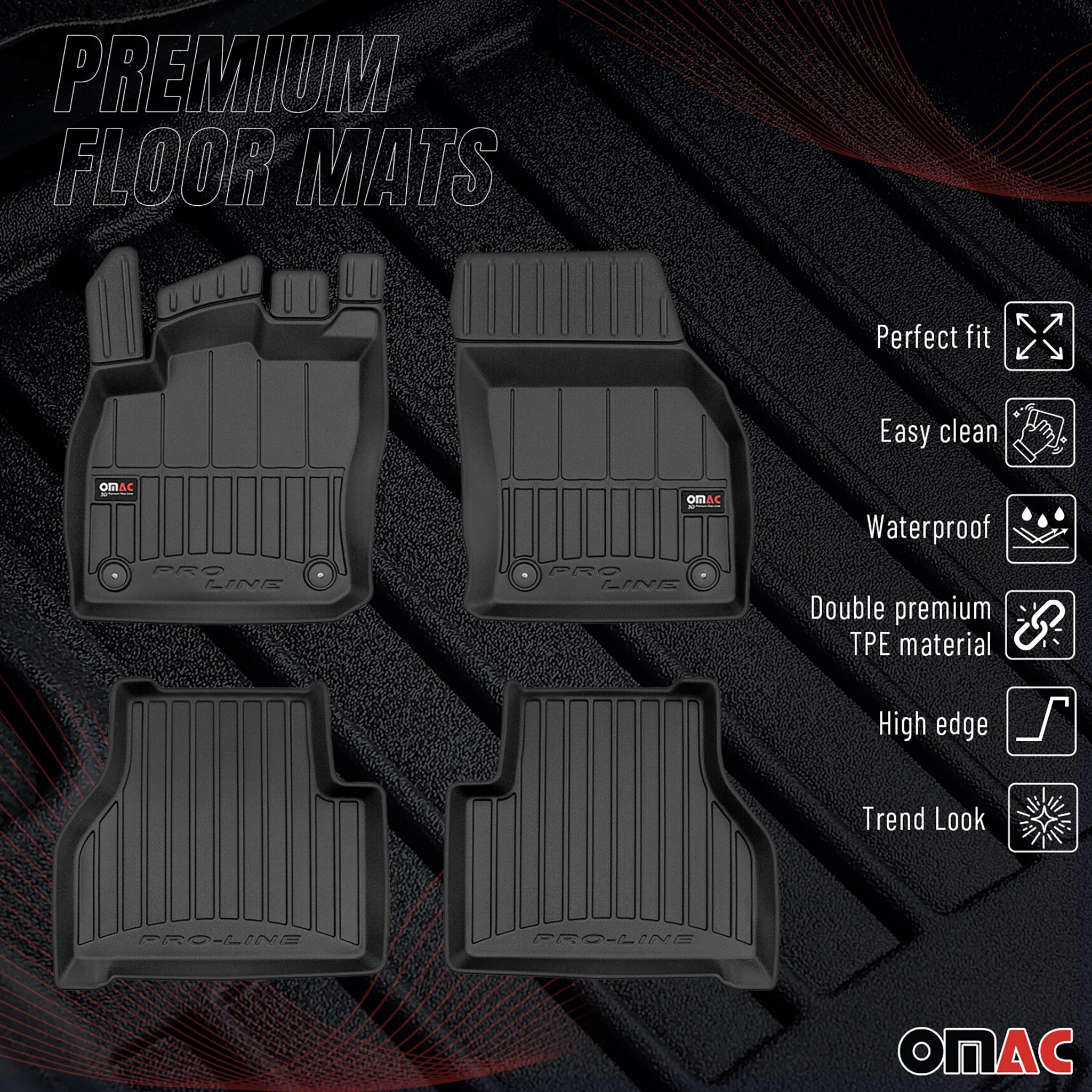 Tapis de Sol pour VW Caddy 2020-2026 Caoutchouc TPE Noir