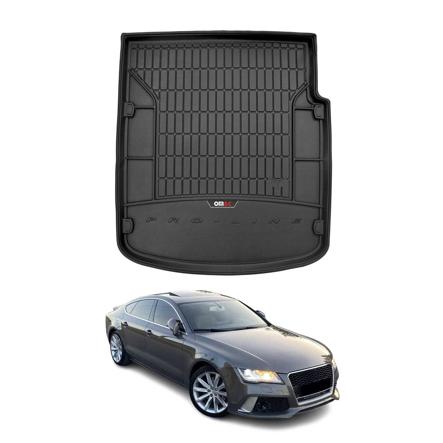 OMAC Tapis De Coffre en caoutchouc pour Audi A7 Sportback 2010-2018 Noir Premium