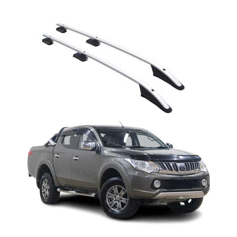 Barres de toit longitudinales pour Mitsubishi L200 DoubleCab 2015-19 L2 Alu Gris