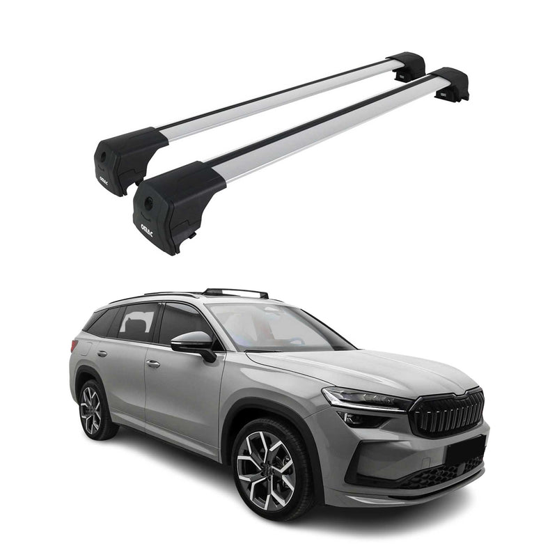 Barres de toit transversales pour Skoda Kodiaq II 2024-2025 Aluminium Gris 2 pcs