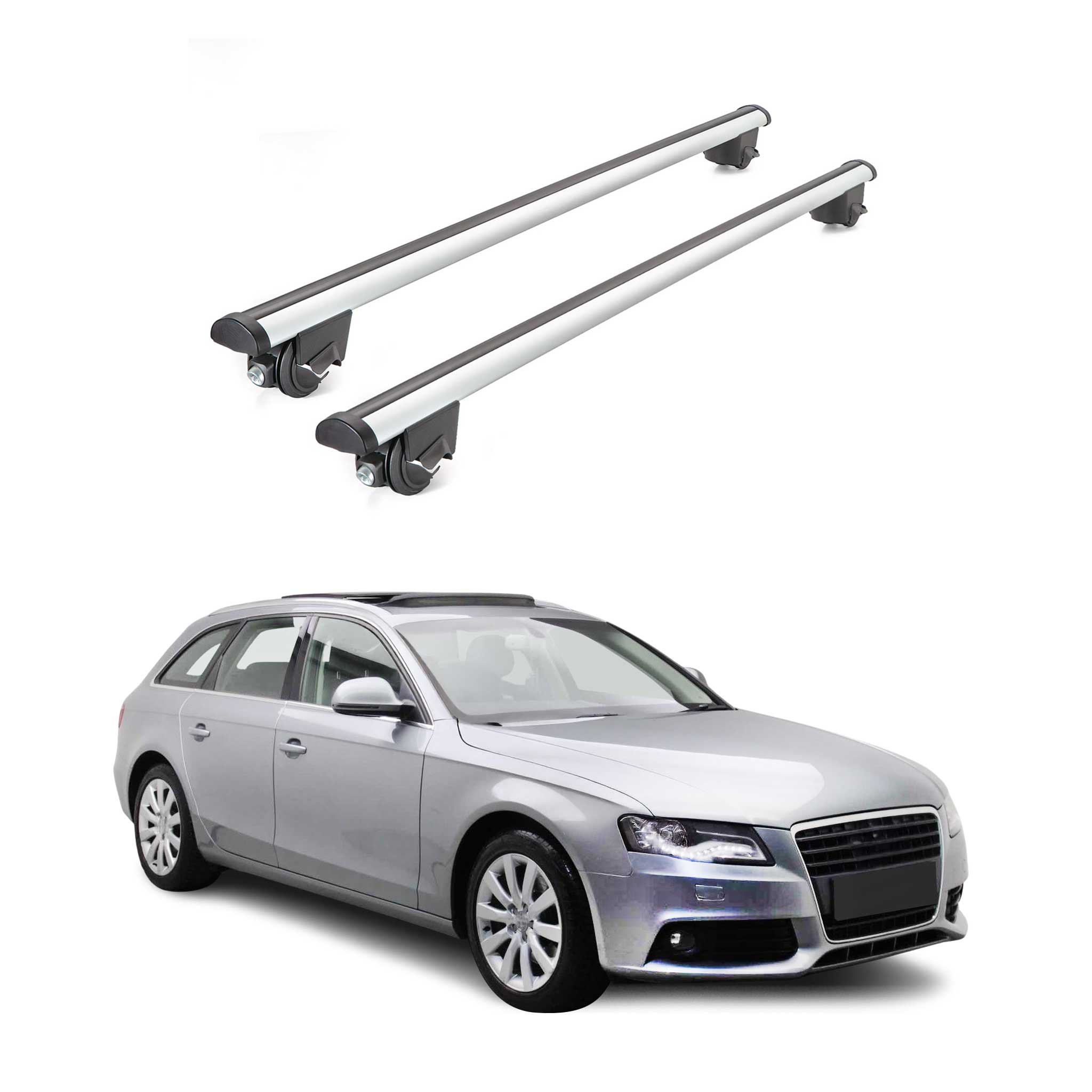 Barres de toit transversales pour Audi A4 Avant 2008-2015 2 pcs en Alu gris TÜV ABE