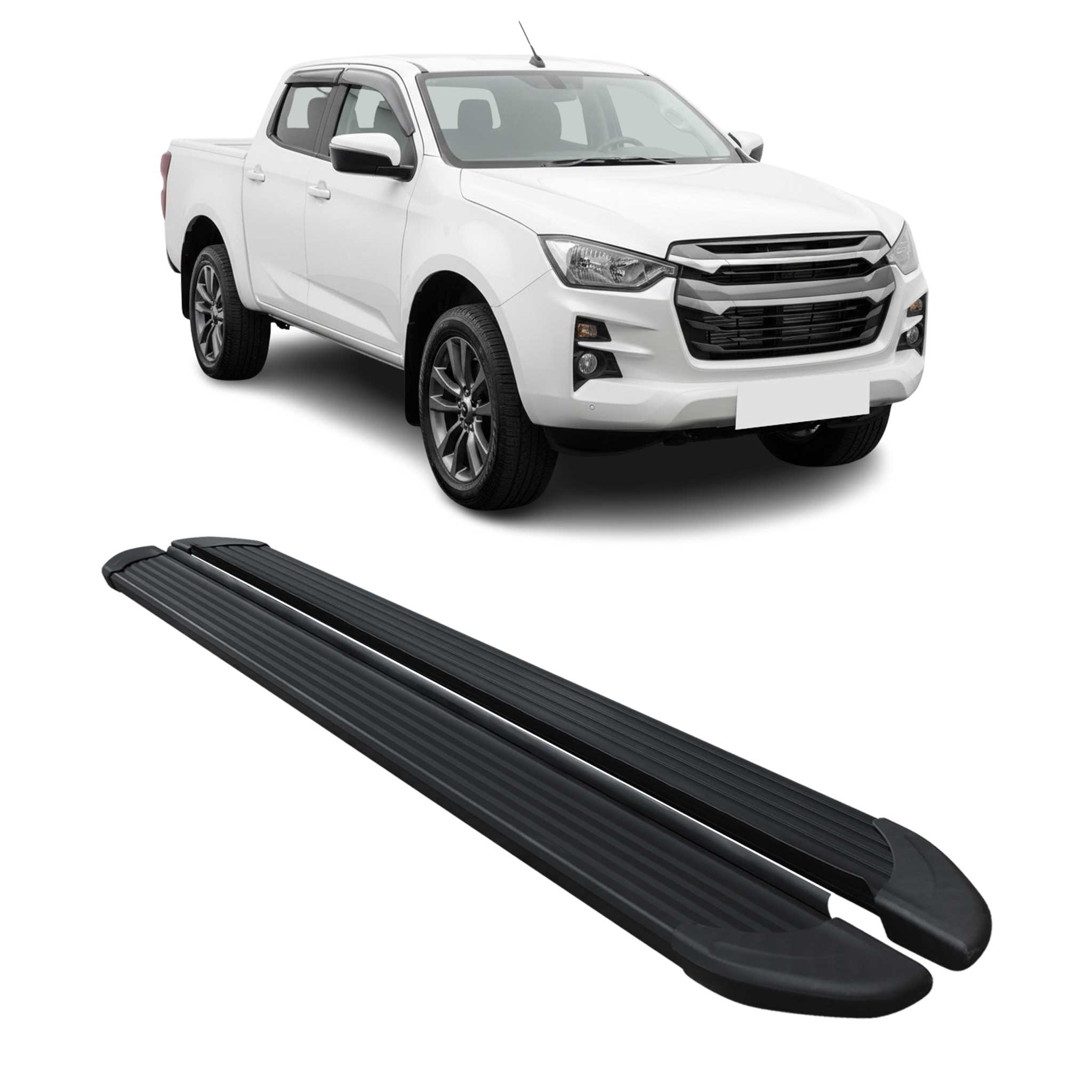 2019-2026 Isuzu D-max III Marchepieds Latéraux pédale Aluminium Noir 2Pcs