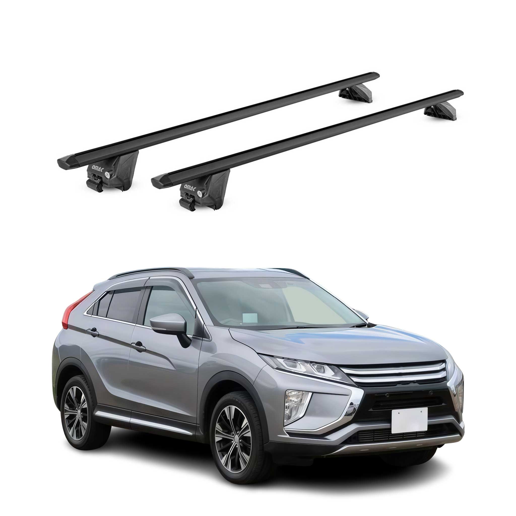 Barres de toit pour Mitsubishi Eclipse Cross 2018-2026 Alu Noir 2 pièces ABE
