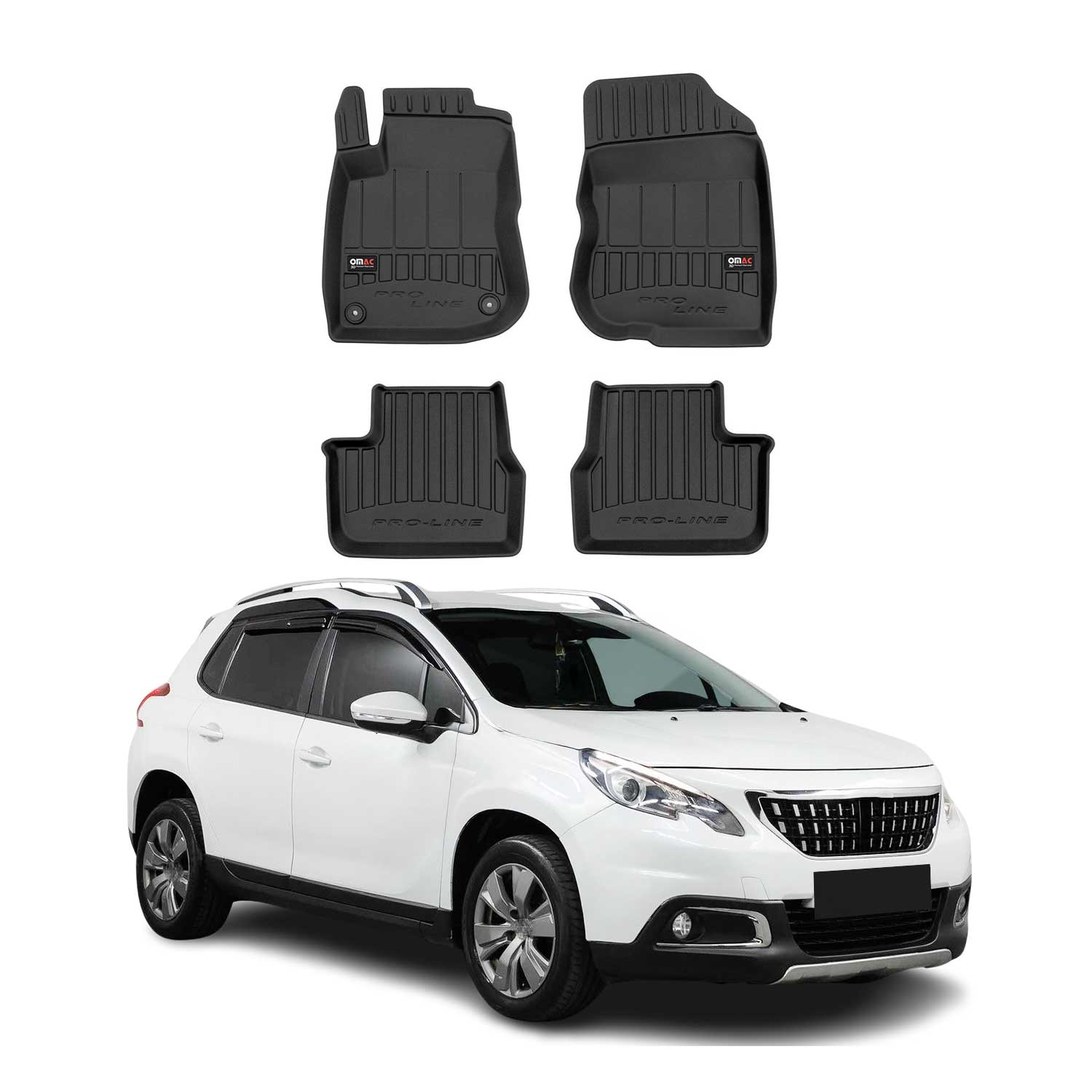 Tapis de Sol pour Peugeot 2008 2013-2019 Caoutchouc TPE Noir
