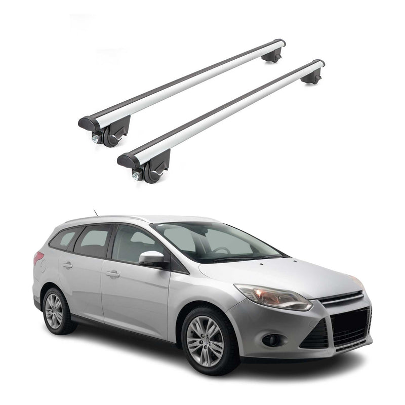 Barres de toit transversales pour Ford Focus III Turnier 2011-2018 2 pcs en Alu gris TÜV ABE