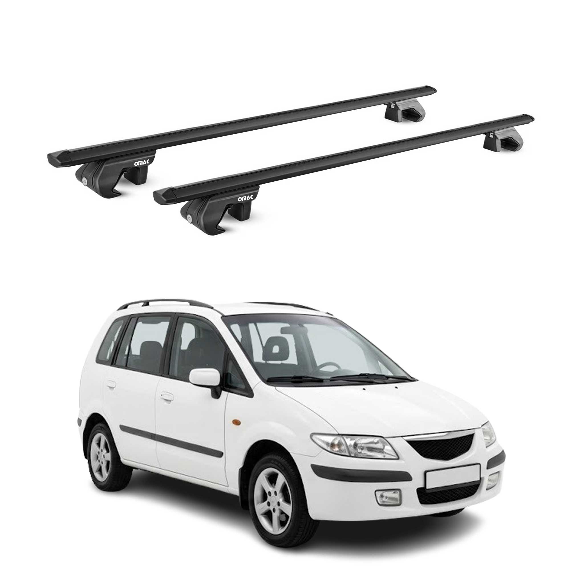 Barres de toit transversales pour Mazda Premacy I 1999-2004 Aluminium Noir ABE