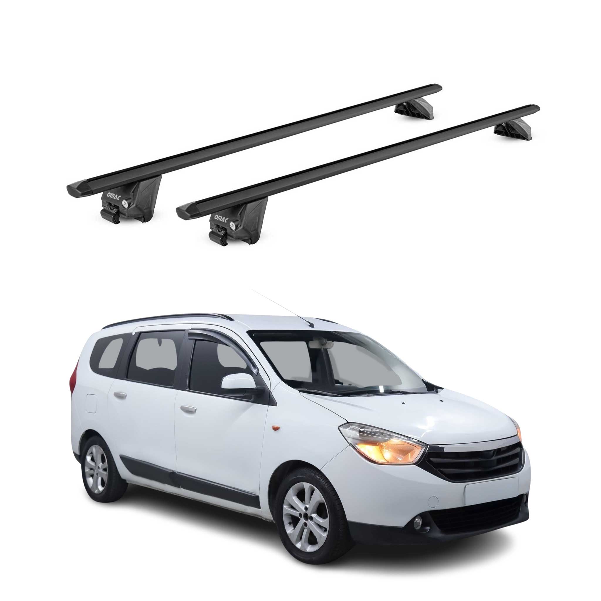 Barres de toit transversales pour Dacia Lodgy 2012-2022 Alu Noir 2 pièces ABE