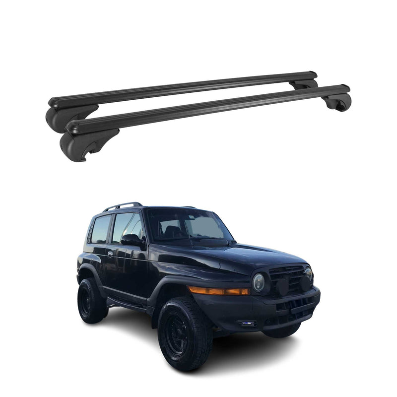 Barres de toit Transversales pour Ssangyong Korando 1996-2006 Aluminium Noir