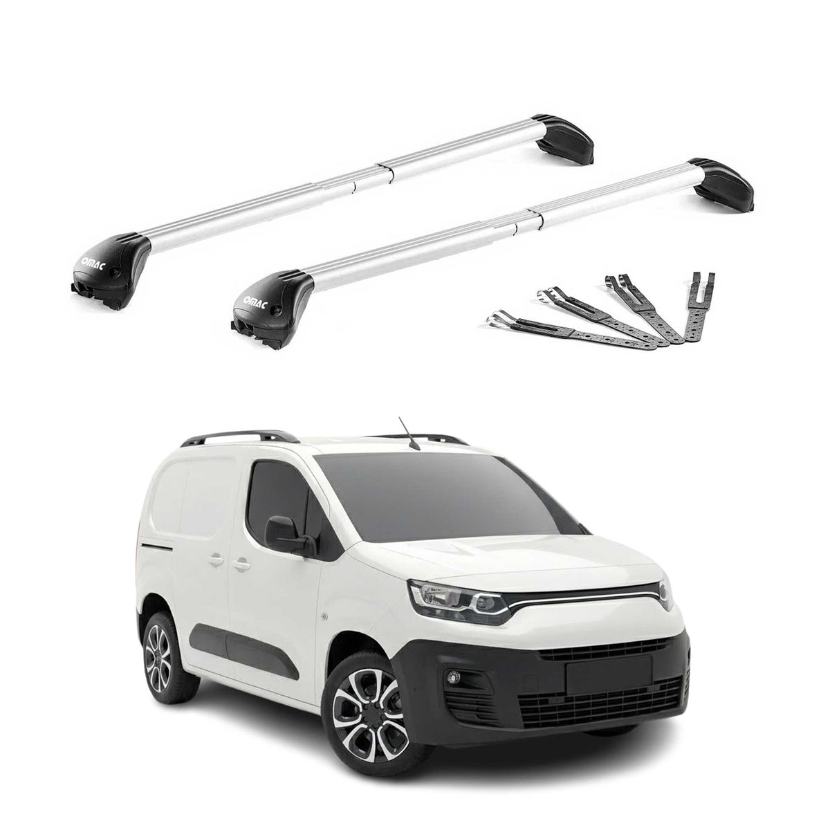 Barres de toit pour Fiat Doblo 2022-2026 Gris Argenté Aluminium 2x ABE