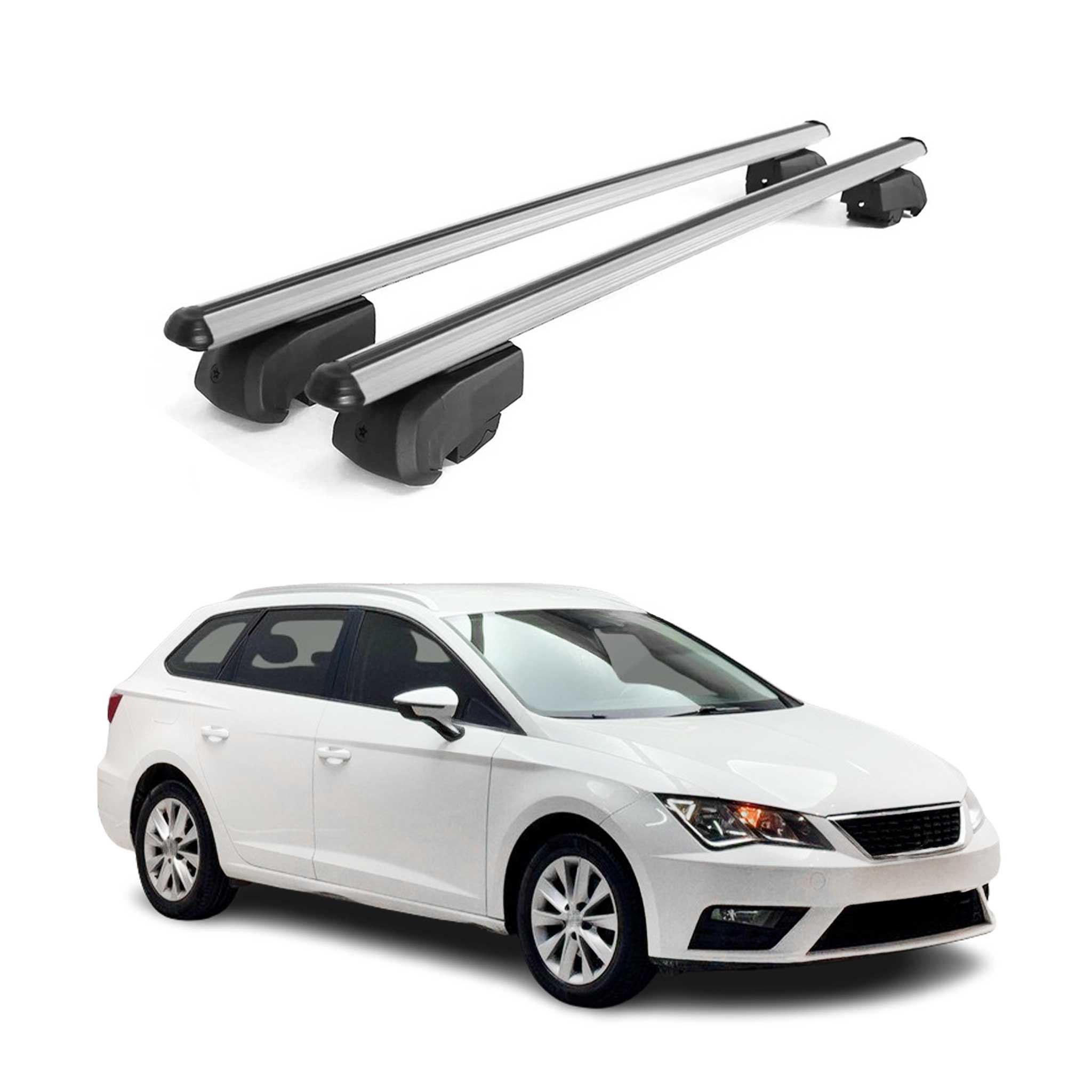 Barres de toit Transversales pour Seat Leon ST 2020-2023 Aluminium Gris ABE