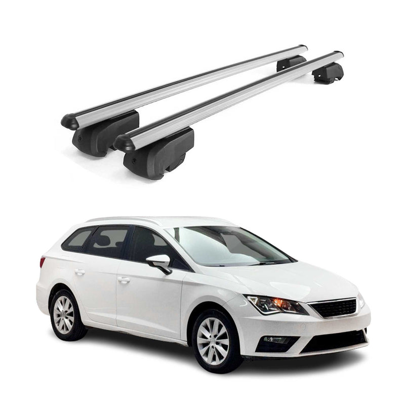 Barres de toit Transversales pour Seat Leon ST 2020-2023 Aluminium Gris ABE