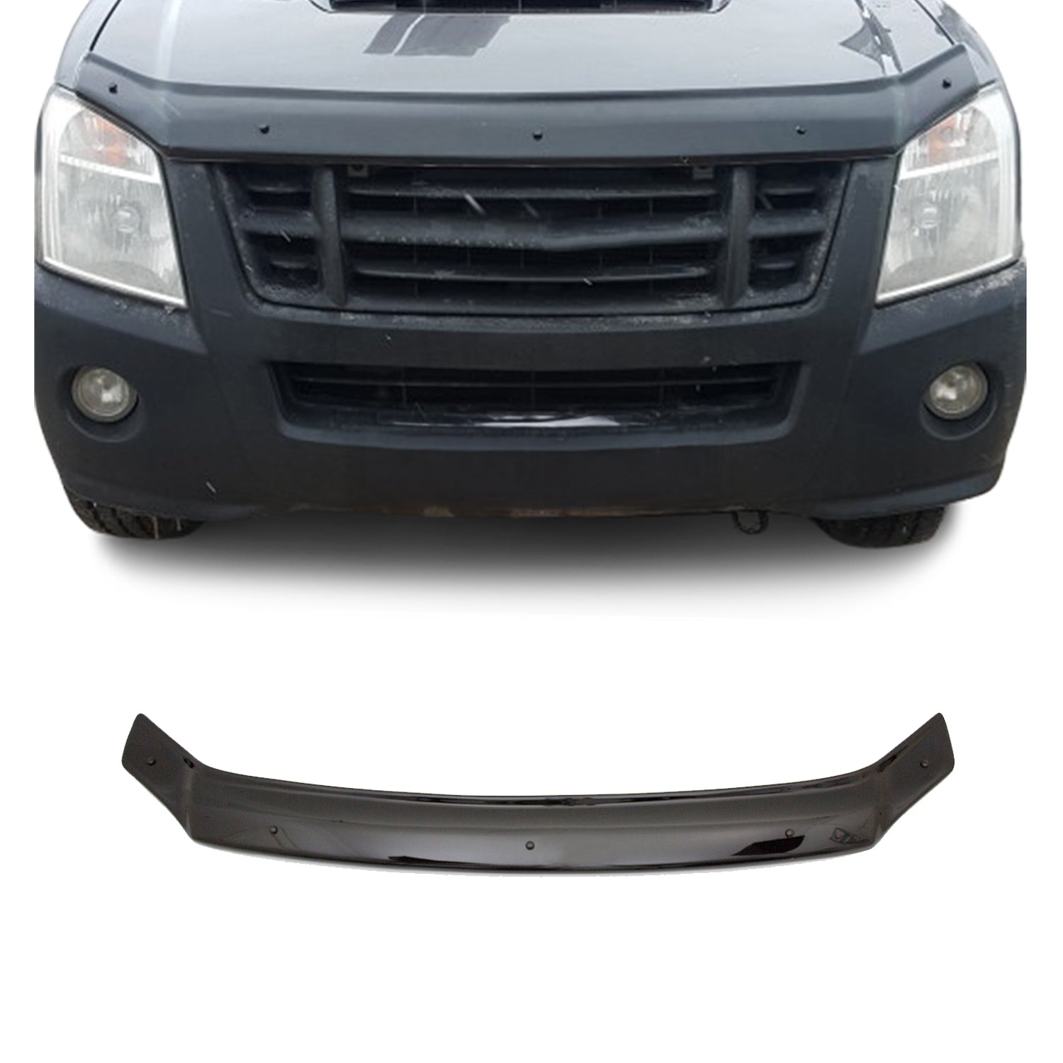 Deflecteurs d'air capot de voiture pour Isuzu D-Max 2005-2012 Acrylique Noir