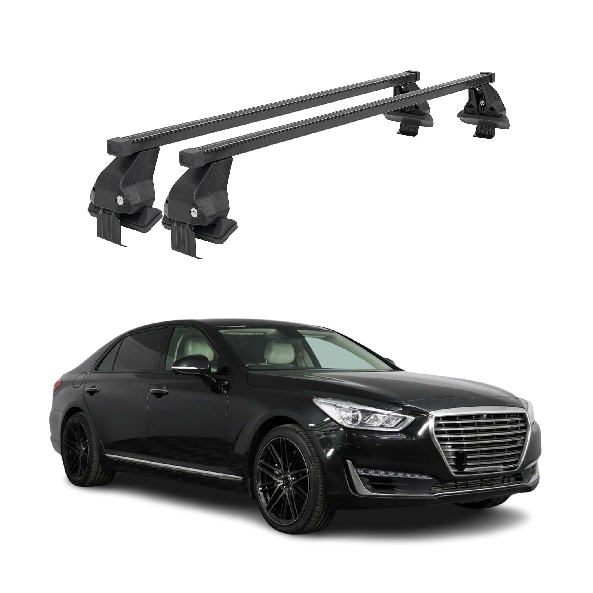Barres Transversales Menabo pour Genesis G90 2016-2019 Noir