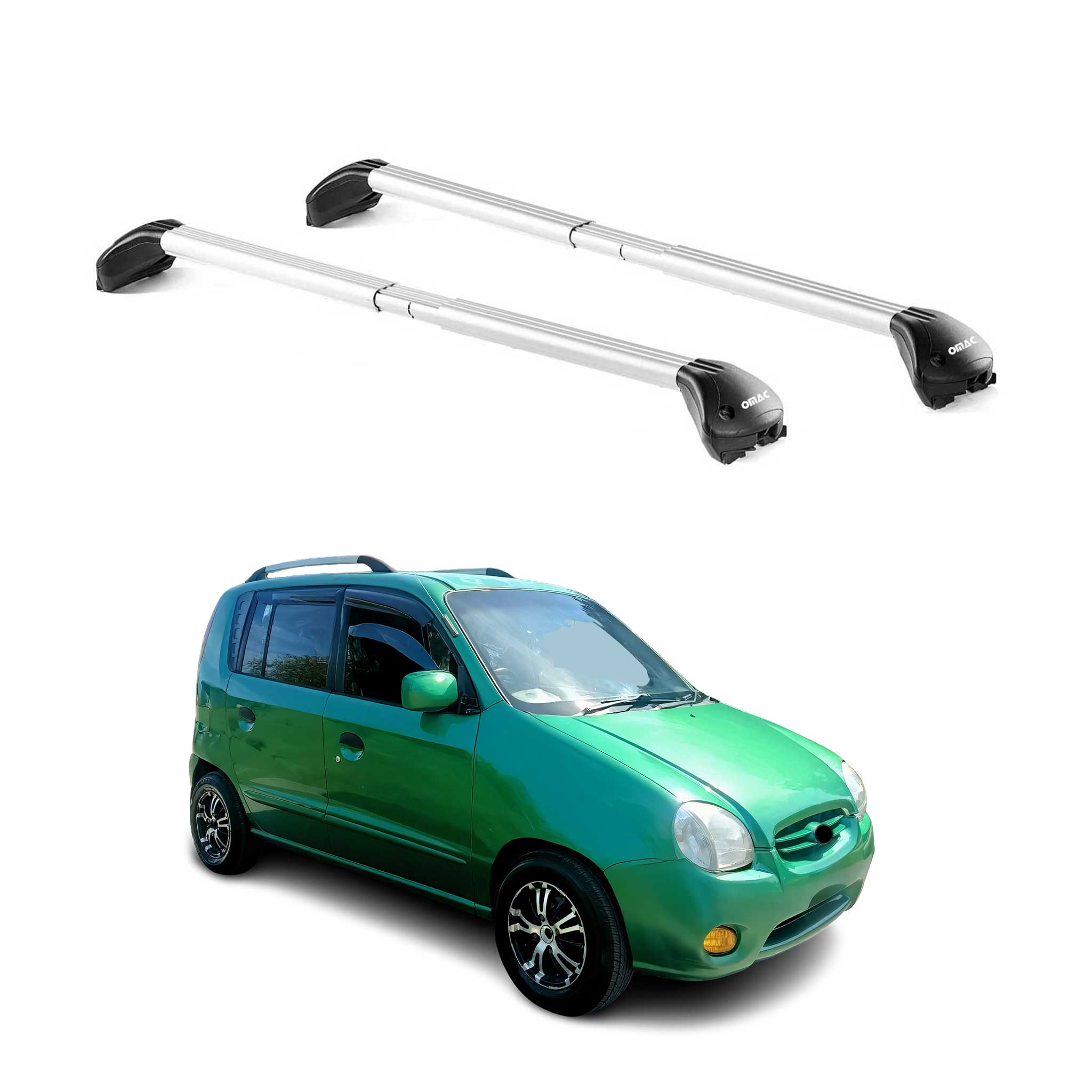 Barres de toit pour Hyundai Atos MX 1997-2008 5P Gris Argenté 2 pièces ABE