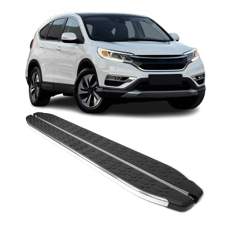 Marchepieds Latéraux pour Honda CR-V 2012-2015 inox Brillant Argent Noir 2Pcs