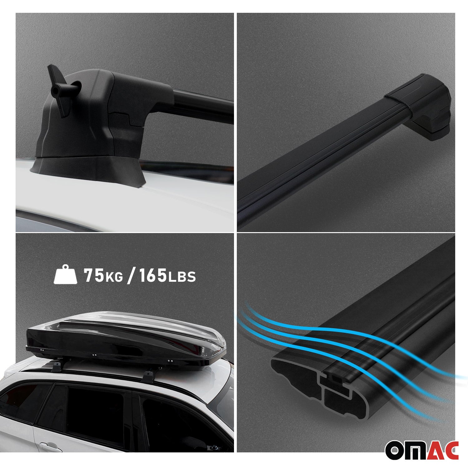 Barres de toit transversales pour Mercedes Classe E W211 2003-2009 noir en Alu