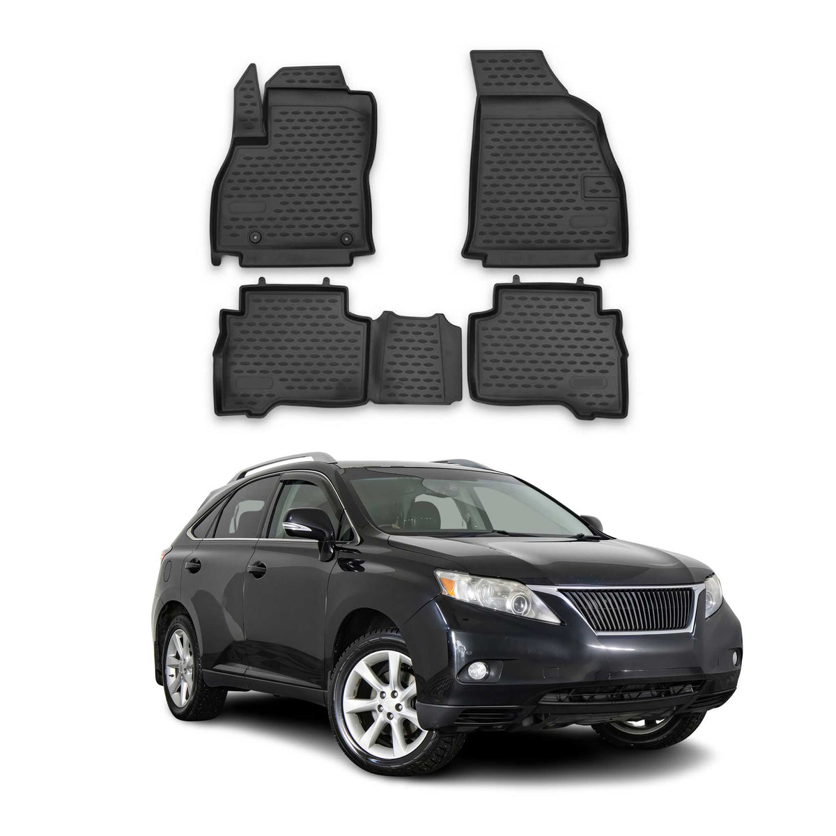 Tapis de sol pour Lexus RX III 2009-2012 Pre-FL en caoutchouc TPE 3D Noir 4Pcs