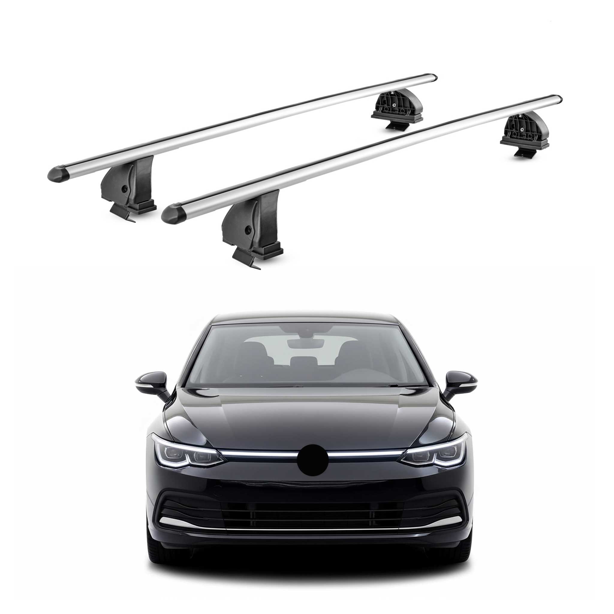 Barres de toit transversales Alu pour VW Golf mk8 HB Break 2019-26 TÜV Gris 2Pcs