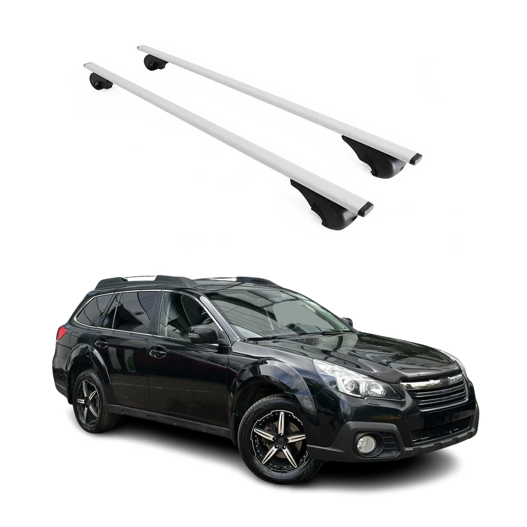 Barres de toit Transversales pour Subaru Outback 2009-2014 Fer Argent