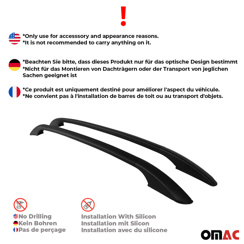 Barres de toit longitudinales pour Opel Meriva 2003-2010 en alu noir