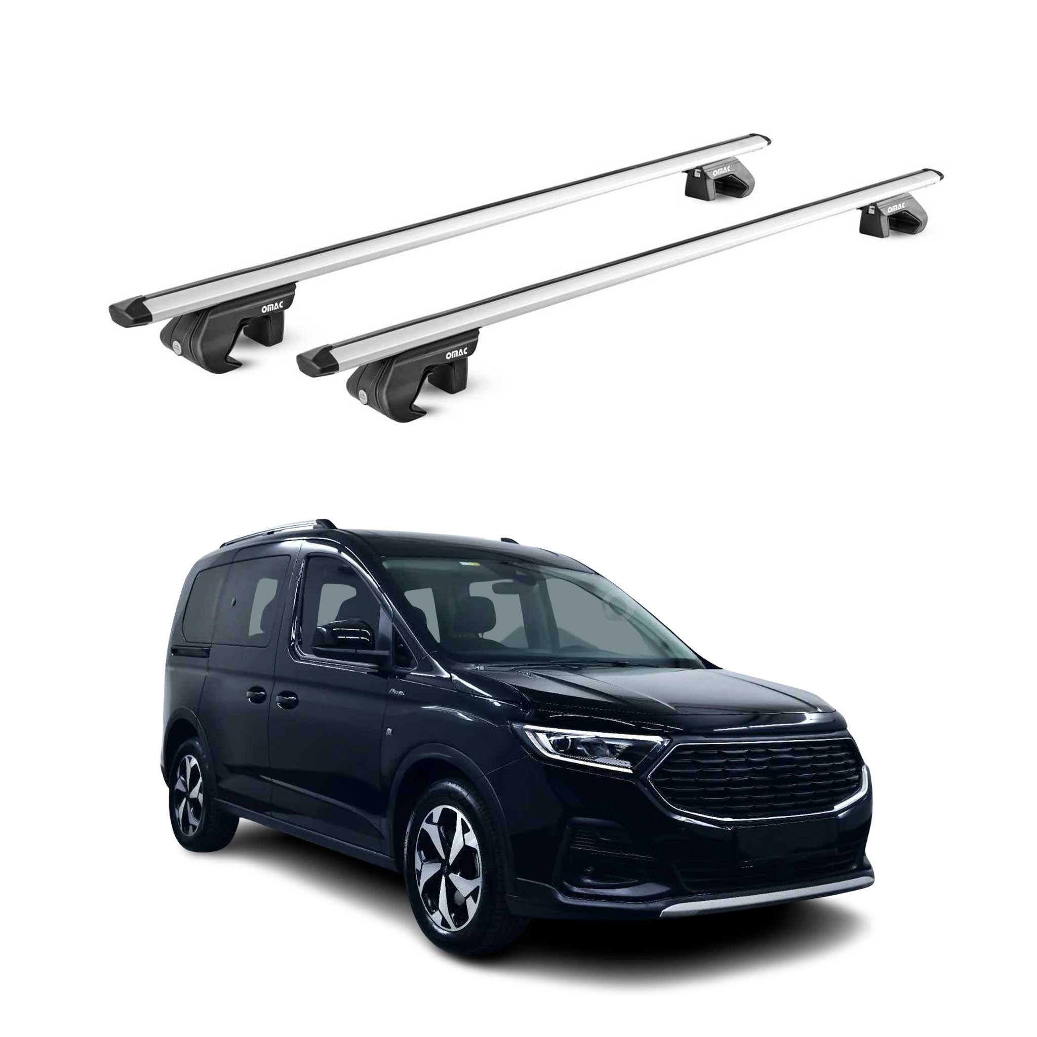 Barres de toit transversales pour Ford Connect Tourneo 2022-2026 Alu Gris 2x ABE