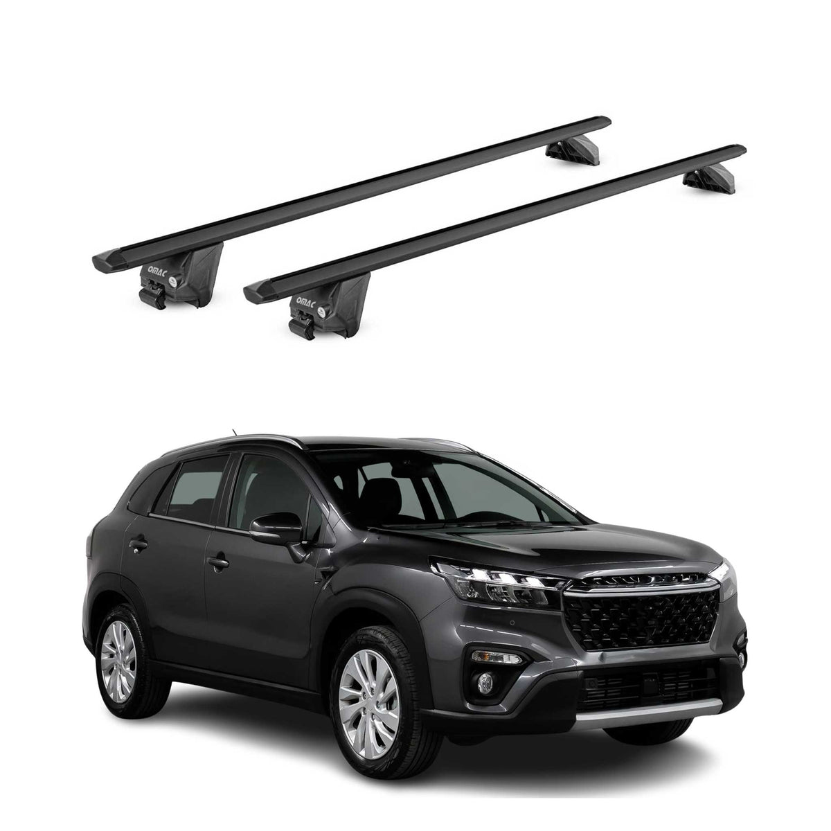 Barres de toit transversales pour Suzuki S-Cross 2022-2026 Alu Noir 2 pièces ABE