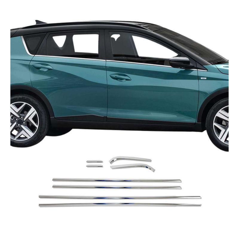 Garniture de Fenêtre pour Hyundai Bayon SUV 2021-2025 Acier Inox Brillant 8Pcs