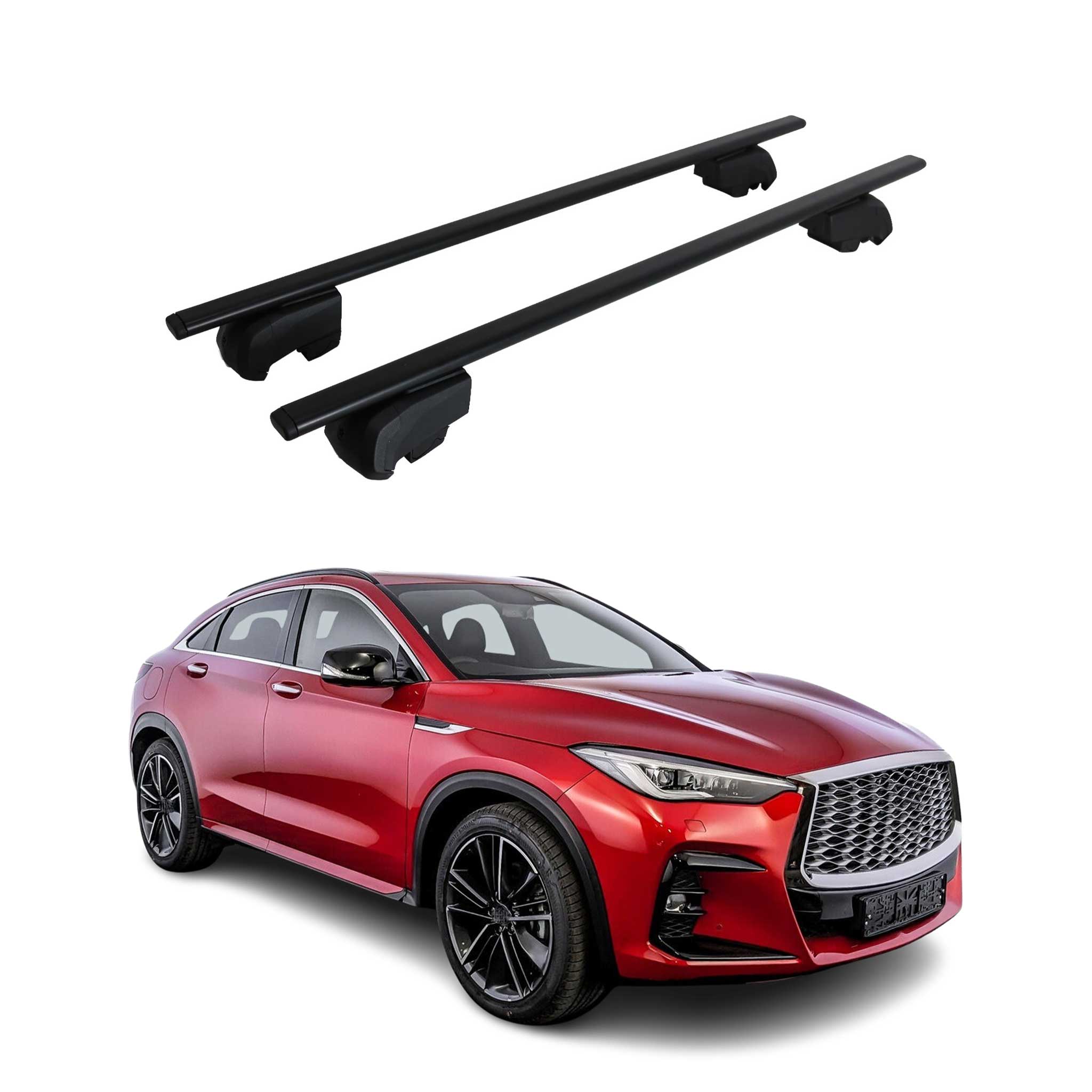 Barres de toit Transversales pour Infiniti QX55 2022-2025 SUV Fer Noir ABE
