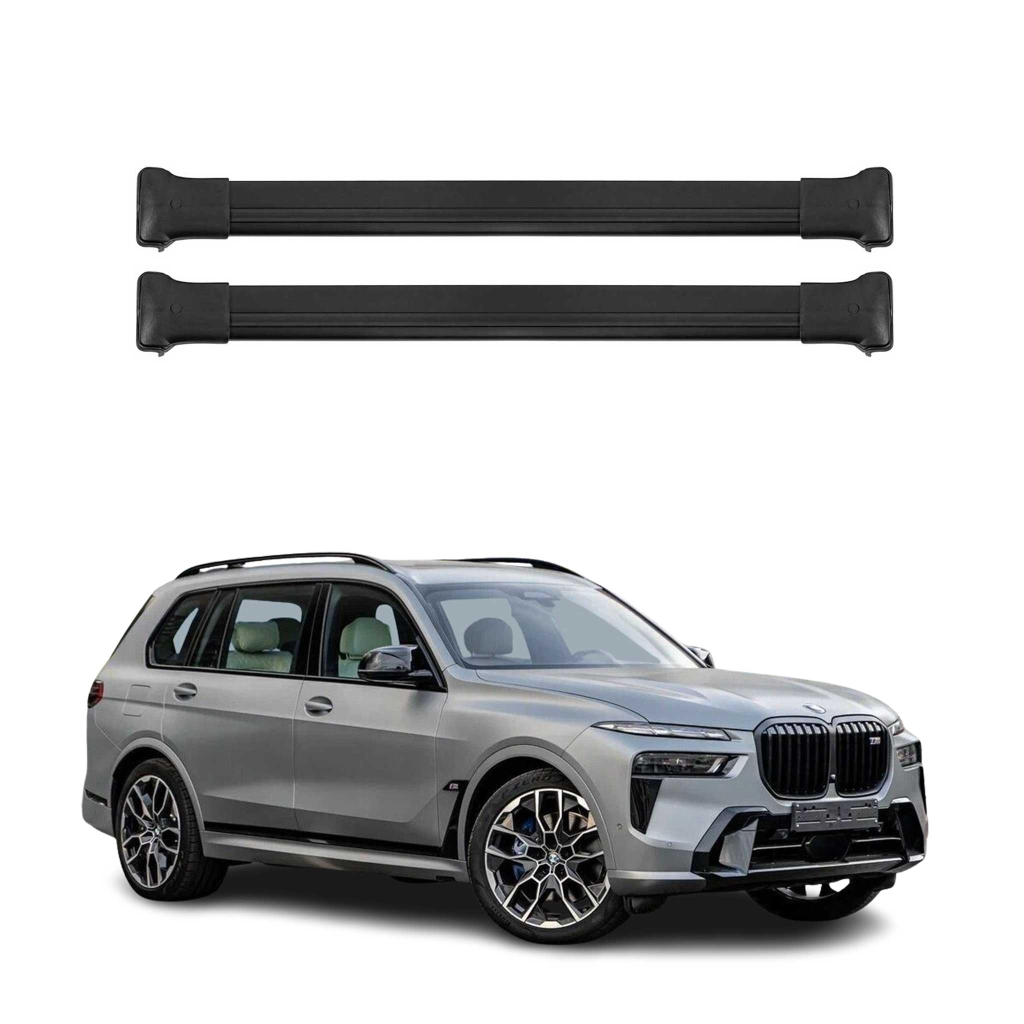 Barres de toit transversales pour BMW X7 G07 2019-2024 Aluminium Noir
