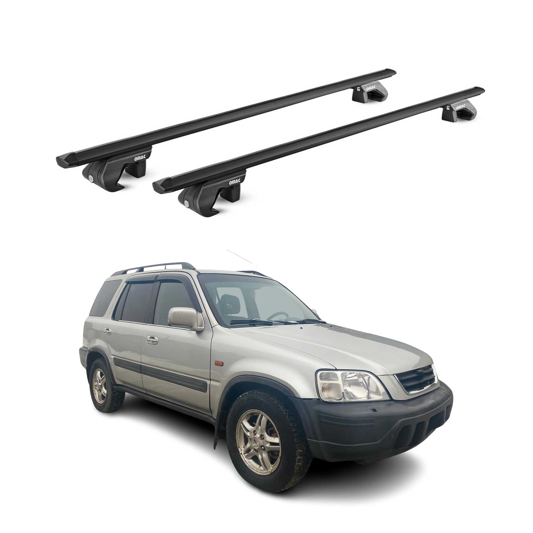 Barres de toit transversales pour Honda CR-V RD 1996-2002 Alu Noir 2 pièces ABE