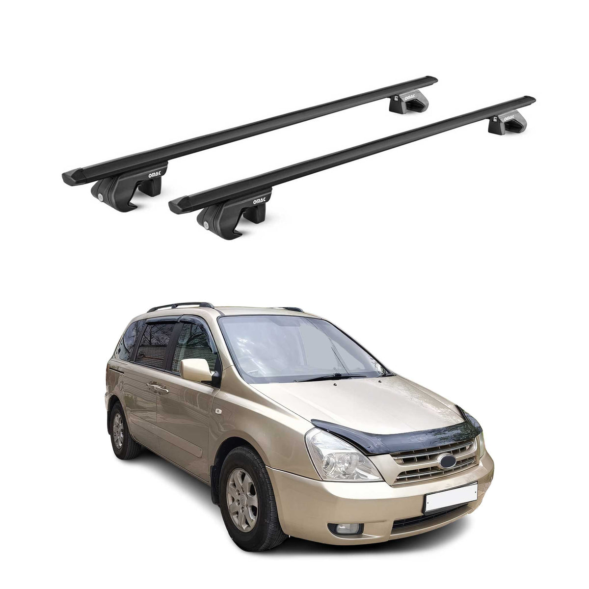 Barres de toit transversales ABE pour Kia Grand Carnival VQ 2006-2014 Noir 2x