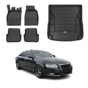 Kit Tapis de Sol et Coffre pour Audi A6 C6 Break Allroad 2008-2011 FL Noir TPE