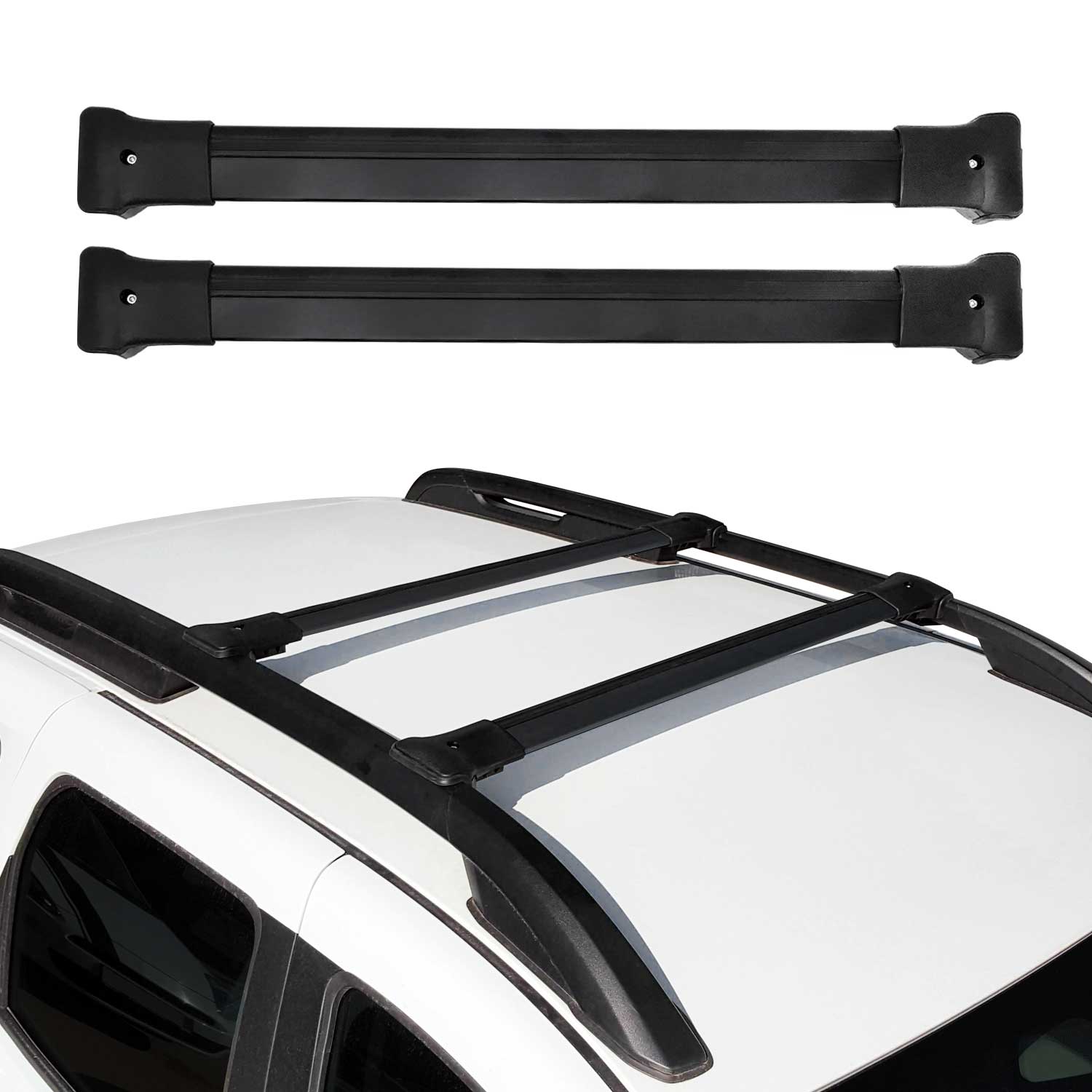 Barres de toit transversales pour Dacia Duster 2010-2013 Pre-FL Aluminium Noir