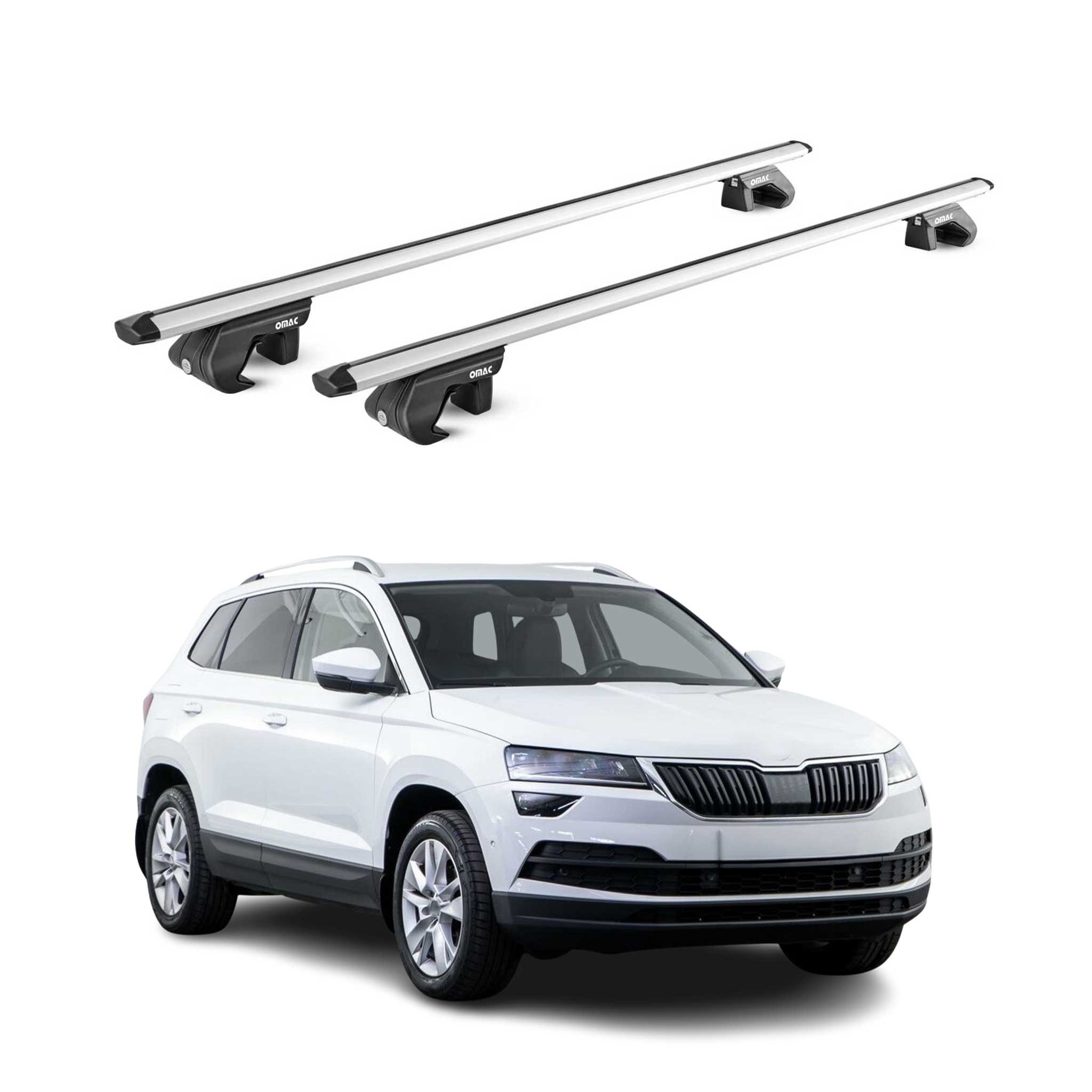 Barres de toit transversales pour Skoda Karoq NU7 2018-2025 Alu Gris 2x ABE